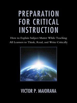 cover image of Preparation for Critical Instruction